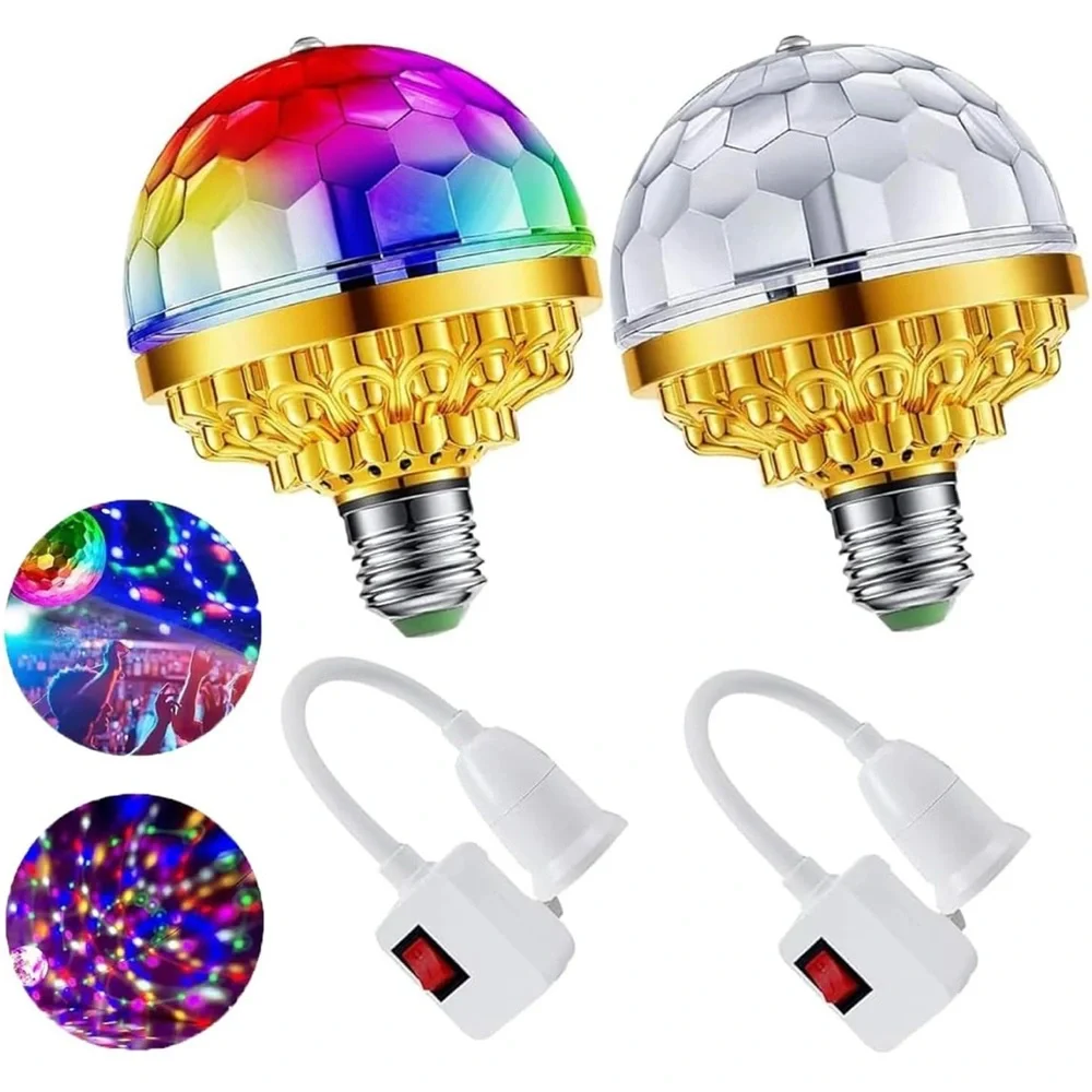 Colorful LED Disco Light Bulbs with Adapters